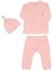 Unisex Pembe Fitilli Düğümlü Bereli Little Me Kendinden Eldivenli 3'lü Takım 1