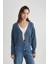 Kadın Mavi Regular Fit Düz Kesim V Yaka Basic Düz Akrilik Hırka B7867AXNS 3