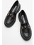 Kadın Kalp Tokalı Loafer Ayakkabı SİYAH CİLT 5