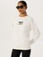 Nakış Detaylı Oversize Sweatshirt - Beyaz 1