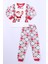 Çocuk Yılbaşı Pijama Takımı Noel Baba Baskılı Ribanalı D8 1