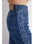 Leopar Şeritli Yüksek Bel Bol Paça Denim Jeans 3