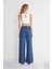 Leopar Şeritli Yüksek Bel Bol Paça Denim Jeans 5