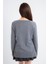 Kadın Gri Kayık Yaka Yanları Yırtmaçlı Triko Kazak 5