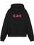 Space Baskılı Siyah Oversize Fit Pamuklu Kapüşonlu Sweatshirt 1