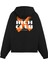 Unisex Siyah Rıch Club Baskılı Oversize Fit Pamuklu Kapüşonlu Sweatshirt 1