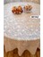 Yuvarlak Dantel Görünümlü Pvc Muşamba Mutfak Masa Örtüsü Sıvı Geçirmez Silinebilir / Ebat: 152 cm .beyaz 1