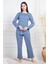 Büyük Beden Boydan Düğmeli Pijama Takımı 1