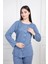 Büyük Beden Boydan Düğmeli Pijama Takımı 2