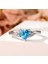 925 Ayar Gümüş Rodyum Kaplama Aquamarine Taşlı Kalp Yüzük 1