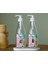 3lü Set Renkli Suya Dayanıklı Etiket Cam Şişe Bulaşık Deterjanlık Çamaşır Suyu 2X330ML+BEYAZ Altlık BOŞ 1