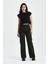 Animal Print Yüksek Bel Flare Paça Leopar Desenli Kadife Pantolon 29 - Yeşil 5