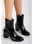 Kadın Aksesuarlı Topuklu Bot - Siyah Rugan 1