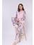 Çiçek Desenli - Düğmeli Patlı Yaka - Uzun Kollu - Kadın Pijama Takım 4