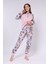 Çiçek Desenli - Düğmeli Patlı Yaka - Uzun Kollu - Kadın Pijama Takım 5