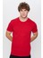 Unisex Slim Fit Dar Kesim %100 Pamuk Yumuşak Dokulu Kırmızı Bisiklet Yaka Tişört 1