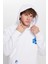 Unisex Oversize Geniş Kesim Pamuklu Yumuşak Dokulu İçi Polarlı Baskılı Beyaz Kapüşonlu Sweatshirt 2
