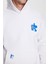 Unisex Oversize Geniş Kesim Pamuklu Yumuşak Dokulu İçi Polarlı Baskılı Beyaz Kapüşonlu Sweatshirt 3