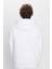 Unisex Oversize Geniş Kesim Pamuklu Yumuşak Dokulu İçi Polarlı Baskılı Beyaz Kapüşonlu Sweatshirt 5