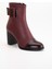 Kadın Deri Tokalı Rugan Detaylı Topuklu Bot - Bordo Rugan 4