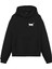 Unisex Siyah Minimal Baskılı Oversize Fit Pamuklu Kapüşonlu Sweatshirt 1