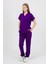 Daisy V Yaka Mor Unisex Uniforma (Likralı) S - Takım - Hayır İsim Yazılmasın 1