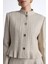 Dokulu Düğmeli Ceket Bej 4