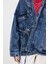Kimono Tarz Denim Ceket Mavi 4