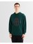Erkek Yeşil Relaxed Fit Kapüşonlu Logolu Sweatshirt 2524338T.374 1
