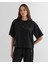 Kadın Siyah Relaxed Fit Bisiklet Yaka Logolu T-Shirt 42324322T.5 1
