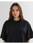 Kadın Siyah Relaxed Fit Bisiklet Yaka Logolu T-Shirt 42324322T.5 4