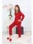 Kız Çocuk Kırmızı Renk Efsane Mickey Mouse Karakter Baskılı Desenli Pijama Alt Üst Takım 1