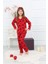 Kız Çocuk Kırmızı Renk Efsane Mickey Mouse Karakter Baskılı Desenli Pijama Alt Üst Takım 3