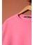 Üç Iplik Sıfır Yaka Çimalı Kadın Pembe Sweat 2