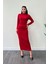 Jarse Kumaş Büzgülü Kalem Elbise - Kırmızı 1