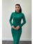 Jarse Kumaş Büzgülü Kalem Elbise - Zümrüt Yeşil 4