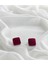 Mini Kare Bordo Kadife Küpe 1