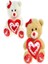 Peluş 30 cm Kalpli Kırmızı Tokalı Ayı PL62255 1