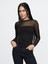 Kadın Siyah Modern Mesh Bluz 1