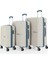 3lü Set Kırılmaz Silikon Seyahat Valizi Bavulu V374 Kemik/sky Blue 1