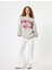 Oversize Sweatshirt Bisiklet Yaka Kolej Baskılı Uzun Kollu Şardonlu 2