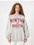 Oversize Sweatshirt Bisiklet Yaka Kolej Baskılı Uzun Kollu Şardonlu 3