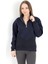 Kadın Lacivert Dik Yaka Triko Detaylı Yarım Fermuarlı Sweatshirt - 5087 1