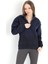 Kadın Lacivert Dik Yaka Triko Detaylı Yarım Fermuarlı Sweatshirt - 5087 2