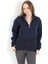 Kadın Lacivert Dik Yaka Triko Detaylı Yarım Fermuarlı Sweatshirt - 5087 4