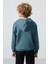 Erkek Çocuk Kapüşonlu Pamuklu Fermuar Yaka Yumuşak Dokulu Nakışlı Sweatshirt 11244 Orman Yeşili 4