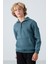 Erkek Çocuk Kapüşonlu Pamuklu Fermuar Yaka Yumuşak Dokulu Nakışlı Sweatshirt 11244 Orman Yeşili 3