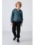 Erkek Çocuk Kapüşonlu Pamuklu Fermuar Yaka Yumuşak Dokulu Nakışlı Sweatshirt 11244 Orman Yeşili 5