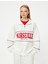 Oversize Sweatshirt Yarım Fermuarlı Kolej Baskılı Şardonlu 3