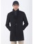 Lacivert Regular Fit Kelebek Yaka Klasik Dokuma Palto 2